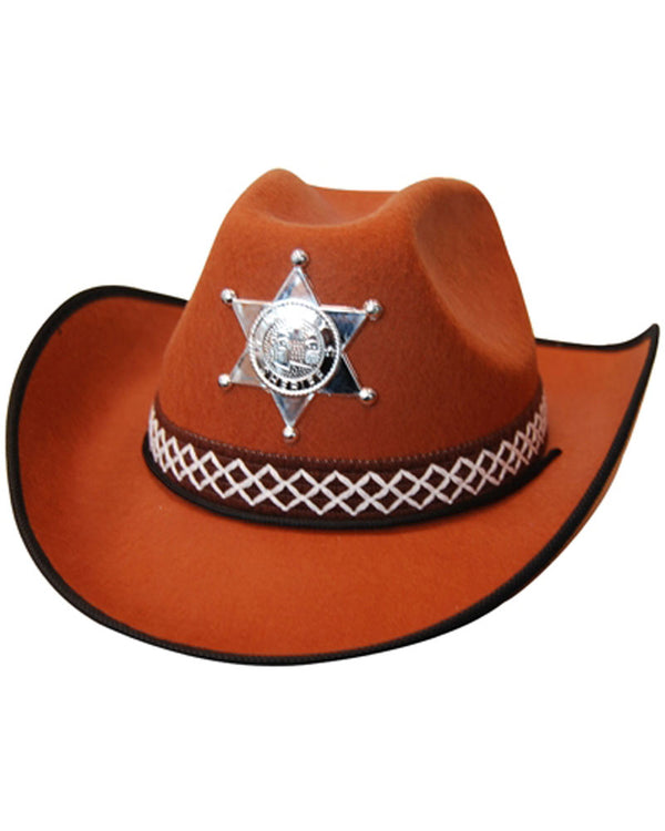Brown Feltex Cowboy Hat with Badge