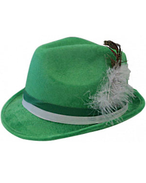 Green Oktoberfest German Hat with Feather