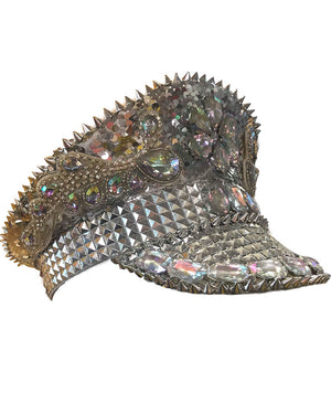 Silver and White Burning Man Sequined Festival Hat