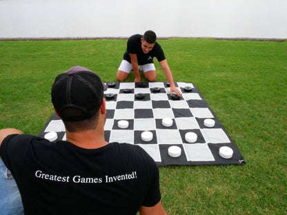 Giant Size Plastic Outdoor Checkers Game Set with Mat 1.5x1.5m