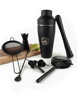 Super Mum Personalised Engraved Black 8 Piece Cocktail Set in Gift Box