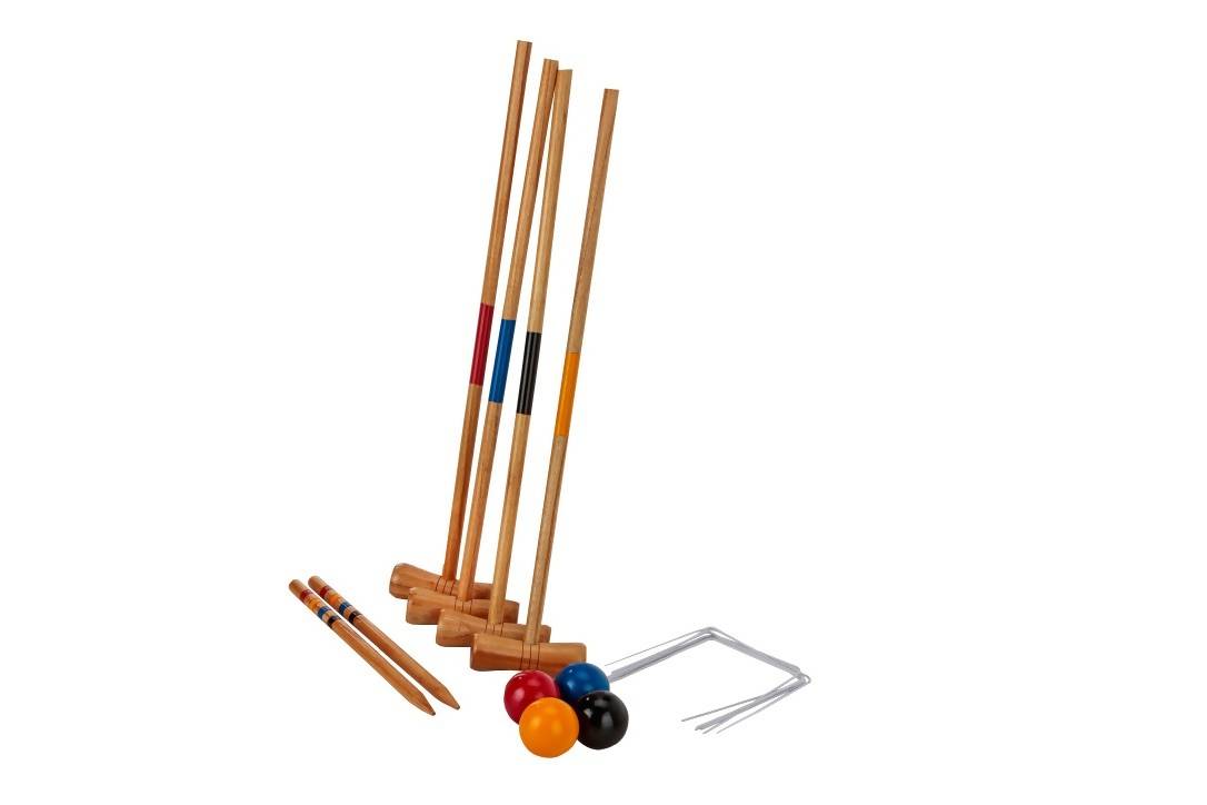Kids Wooden Outdoor Mini Croquet Set with 4 Mallets