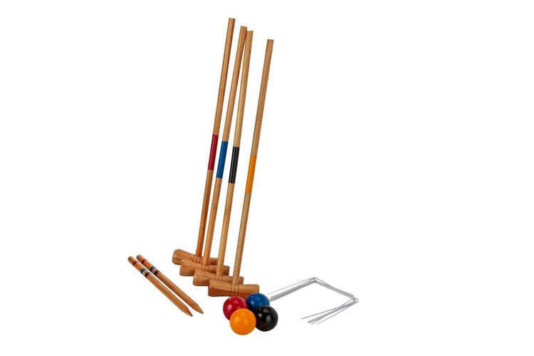 Kids Wooden Outdoor Mini Croquet Set with 4 Mallets