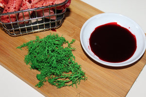 Finger Chips with Blood Sauce and Moss Salad Prop