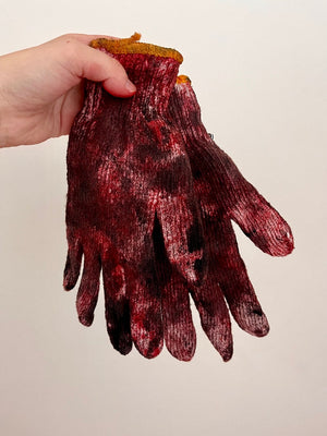 Bloody Dirty Work Gloves Prop