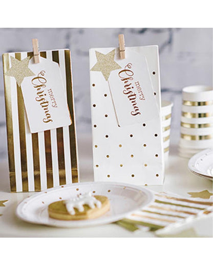 Gold Stripes and Dots Lolly Bags Pack of 10