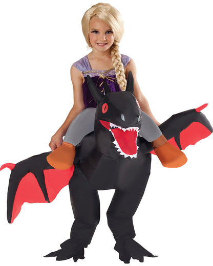 Black Dragon Ride On Inflatable Kids Costume