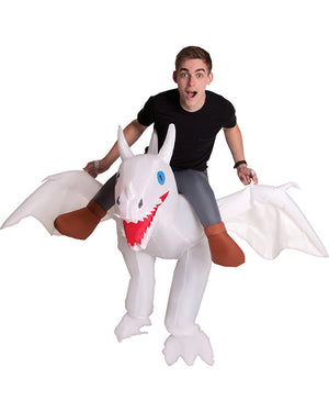 White Dragon Ride On Inflatable Adult Costume