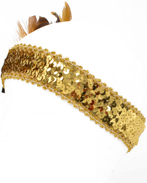 20s Gold Feather Flapper Headband