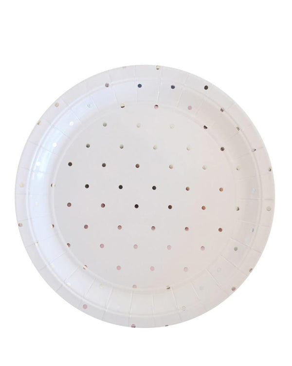 Christmas Silver Dots 23cm Paper Plates Pack of 10