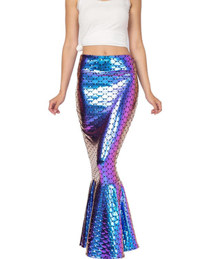 Iridescent Metallic Hologram Shiny Mermaid Womens Skirt