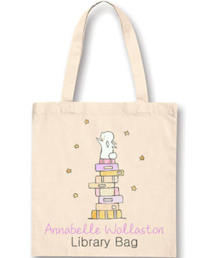 Bunny on Books Personalised Library Bag