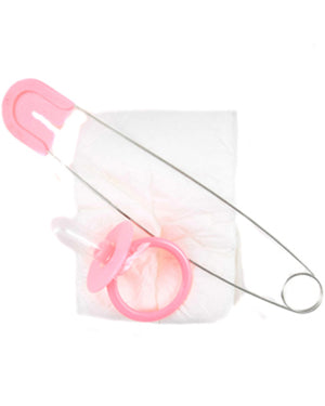 Jumbo Pink Baby Diaper Pacifier and Safety Pin Set