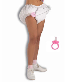 Jumbo Pink Baby Diaper Pacifier and Safety Pin Set