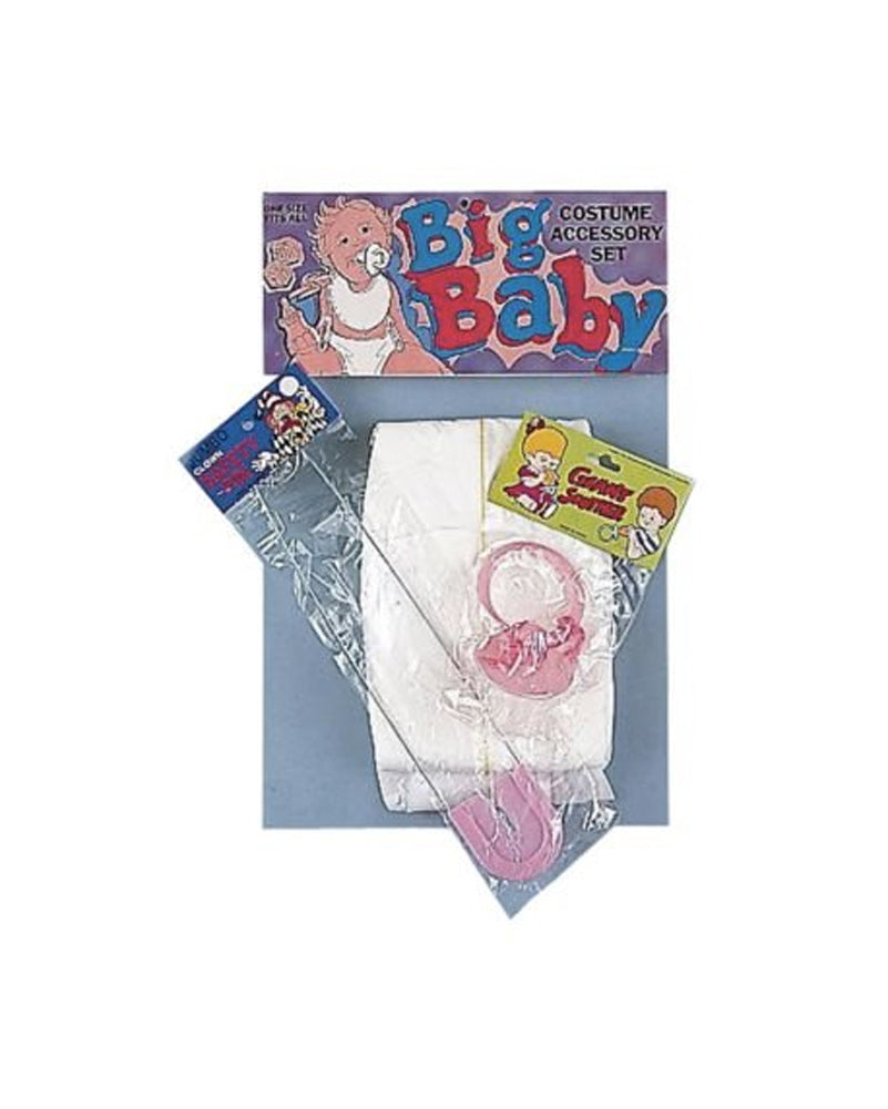Jumbo Pink Baby Diaper Pacifier and Safety Pin Set