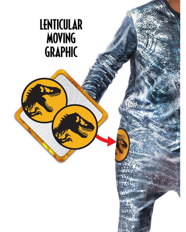 Jurassic World Velociraptor Blue Lenticular Deluxe Boys Costume