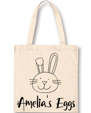 Smiling Easter Bunny Face Personalised Easter Bag