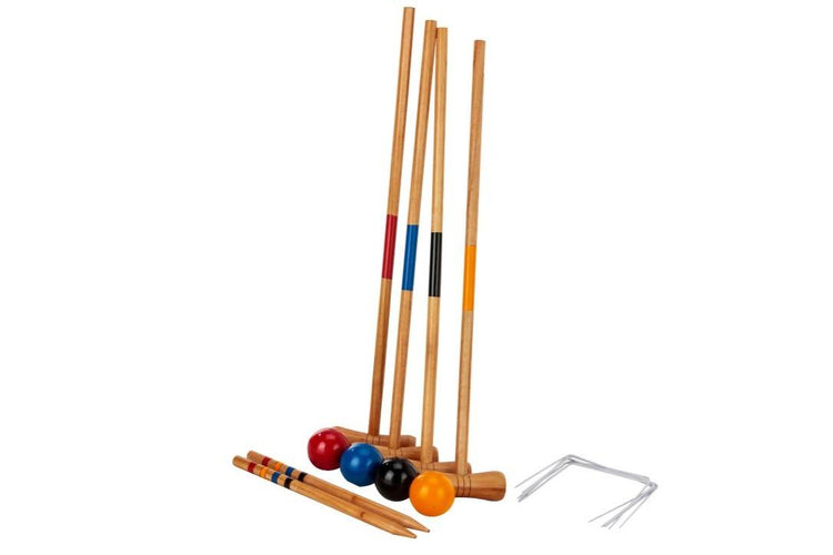 Kid's Wooden Outdoor Mini Croquet Set with 4 Mallets