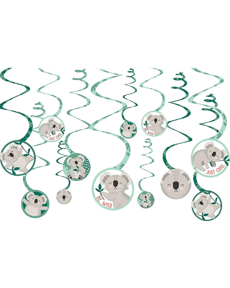 Koala Hanging Swirl Decorations Pack of 12