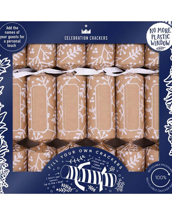 Kraft Botanical Fill Your Own Christmas Crackers Pack of 6