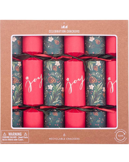 Kraft Winter Foliage Christmas Crackers Pack of 6