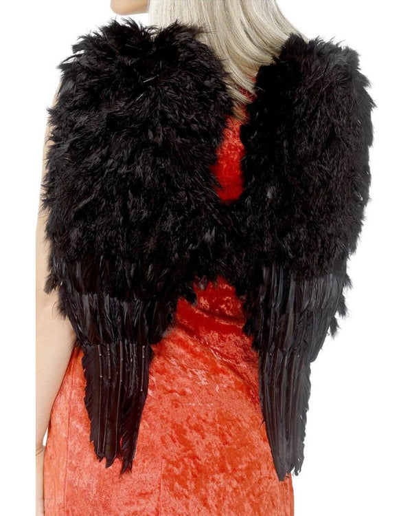 Large Black Feather Angel Wings 60cm