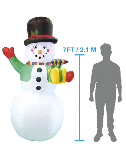 Large Gifting Snowman Christmas Lawn Inflatable 2.1m