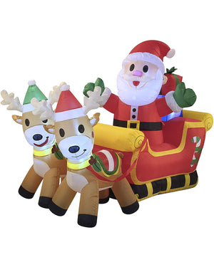 Large Santa on Cute Sleigh Christmas Lawn Inflatable 1.8m