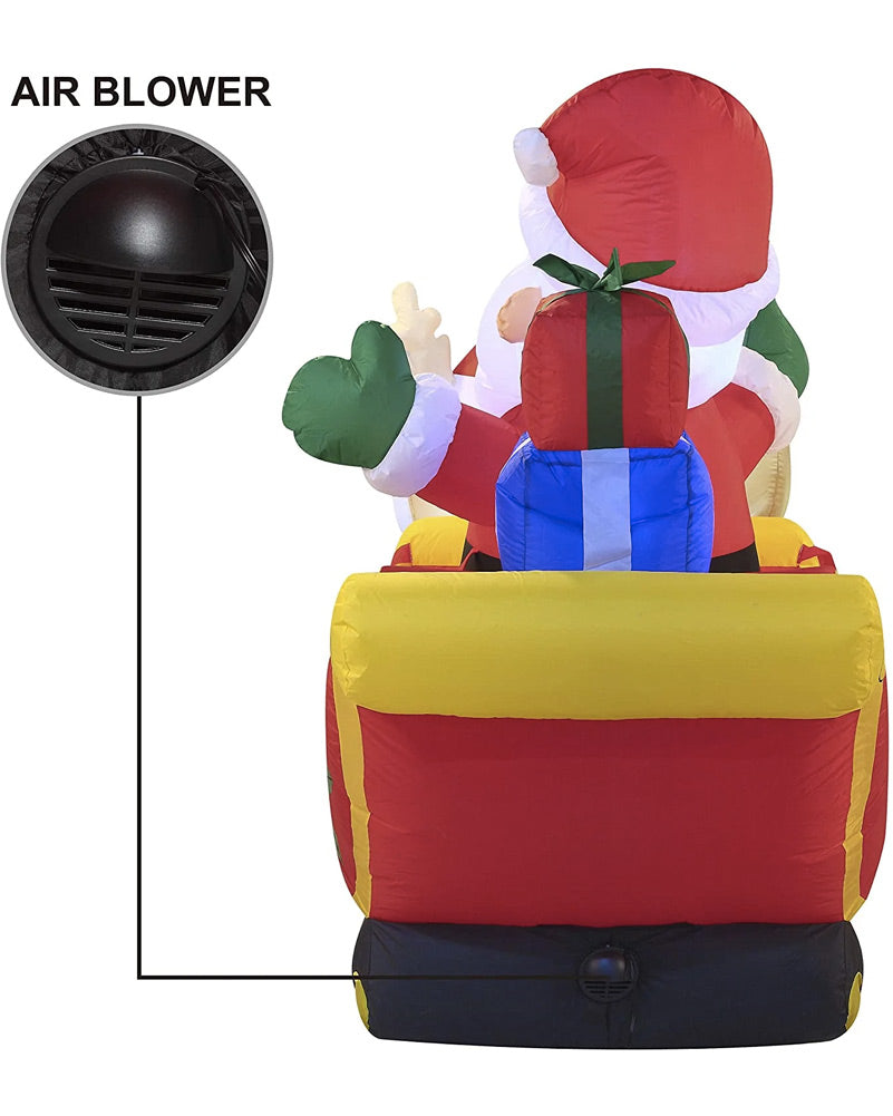 Large Santa on Cute Sleigh Christmas Lawn Inflatable 1.8m