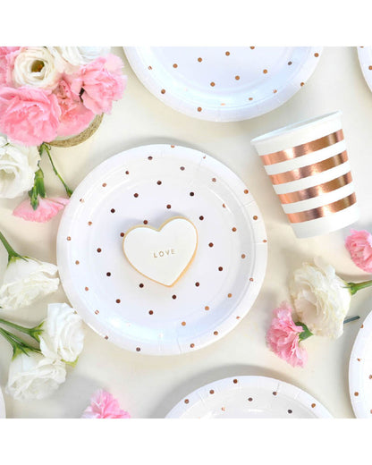 Rose Gold Spots 18cm Paper Plates Pack of 10
