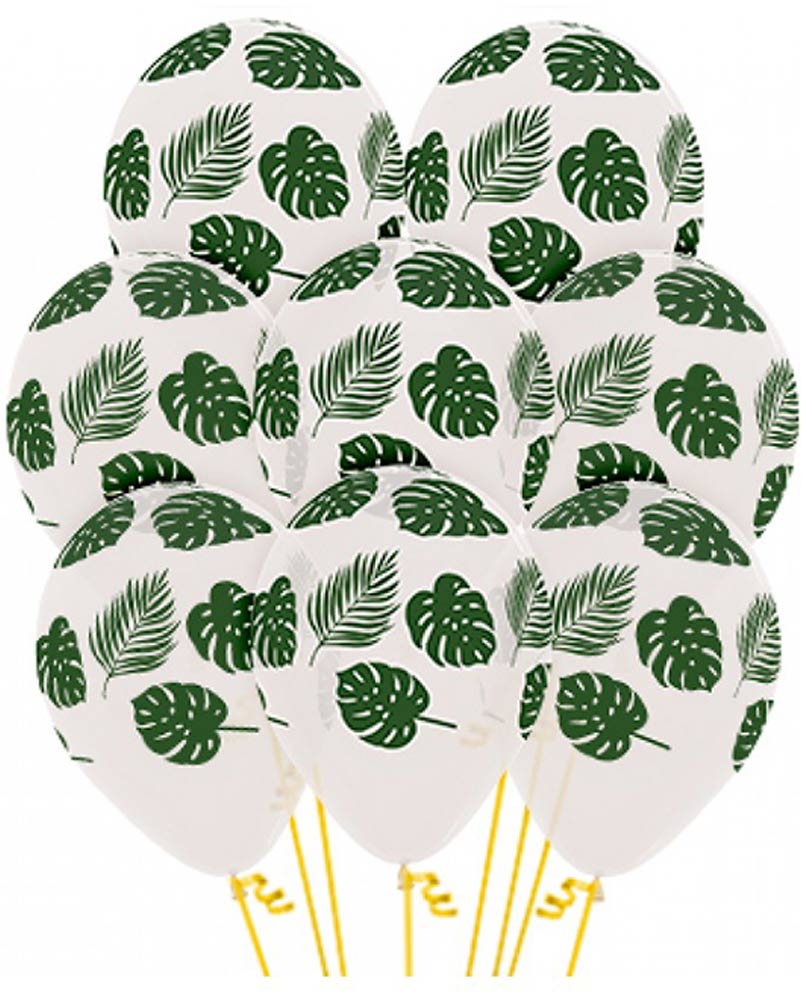 Leaves on White 30cm Latex Balloon Pack of 12