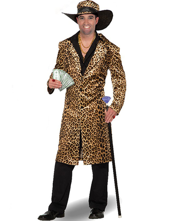60s Leopard Coat and Hat Mens Costume