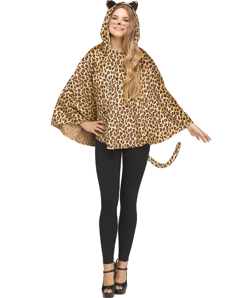 Leopard Hooded Poncho