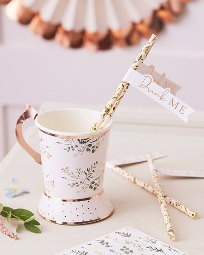 Lets Par Tea Floral Paper Straws Pack of 20