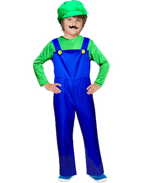 Little Green Plumber Hero Kids Costume
