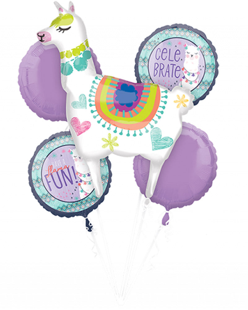 Llama Fun Bouquet Foil Balloon Pack of 5
