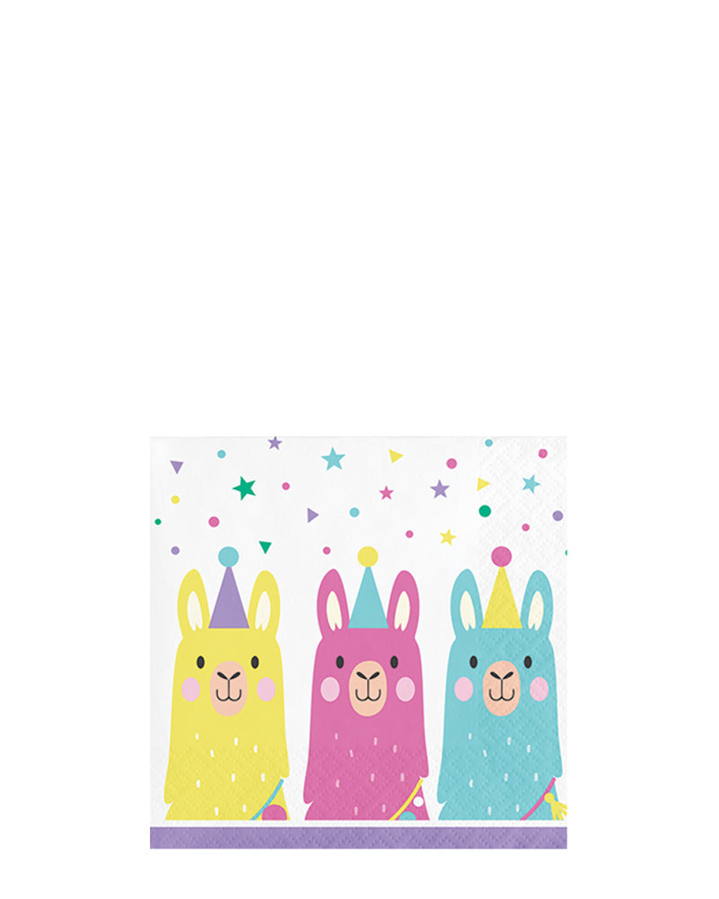 Llama Party Beverage Napkins Pack of 16