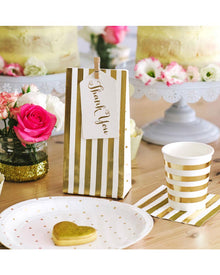 Gold Stripes and Dots Lolly Bags Pack of 10