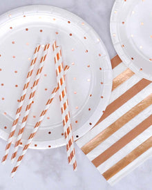Rose Gold Stripes and Dots Lunch Napkins Pack of 20