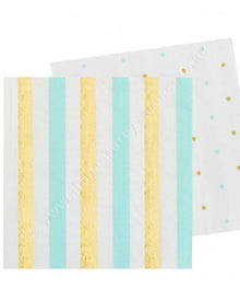 Mint Gold Stripes and Dots Lunch Napkins Pack of 20