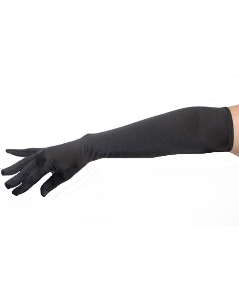 Long Black Satin Gloves