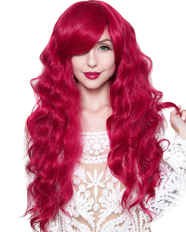 Long Wavy Cranberry Premium Wig