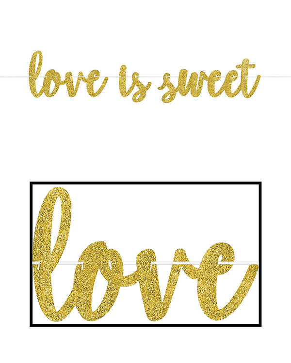 Love is Sweet Gold Glitter Banner 3.6m