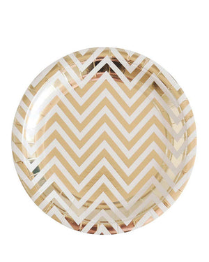 Gold Chevron 23cm Paper Plates Pack of 10