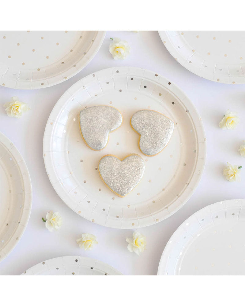 Christmas Silver Dots 23cm Paper Plates Pack of 10