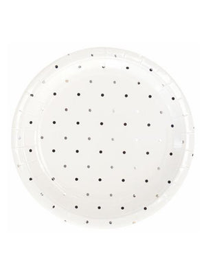 Silver and Black Dots 23cm Paper Plates Pack of 10