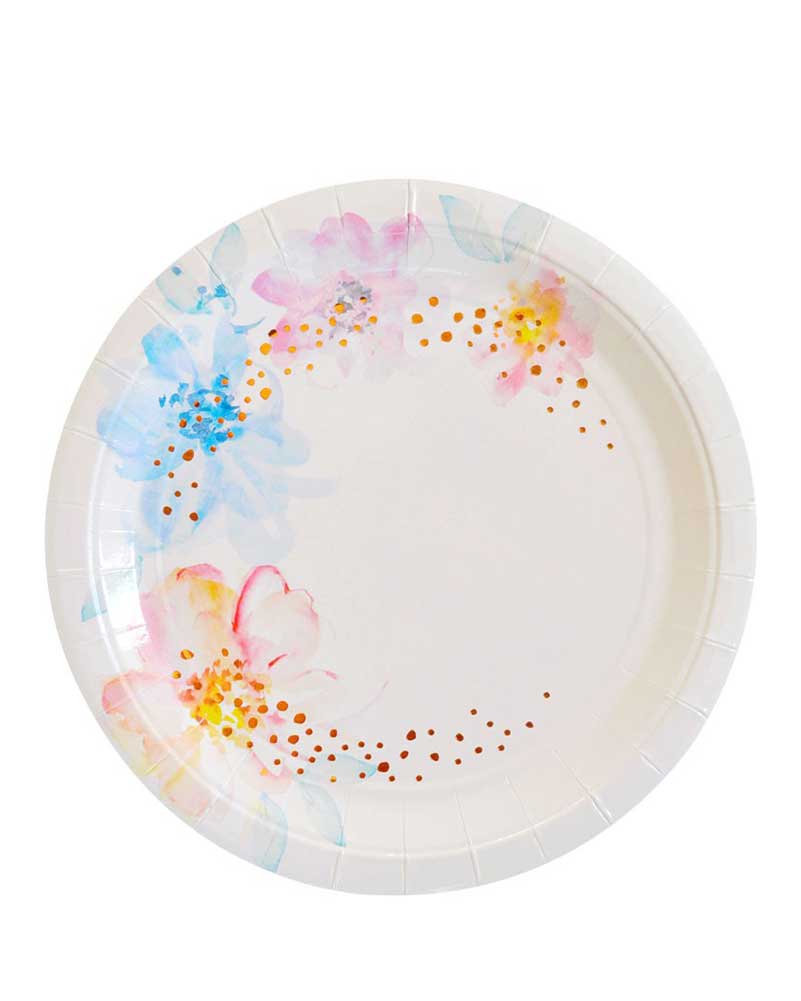 Floral Rose Gold 23cm Paper Plates Pack of 10