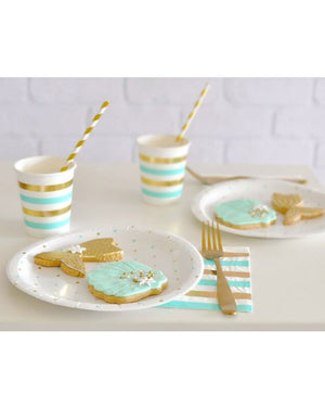 Mint Gold Dots 23cm Paper Plates Pack of 10
