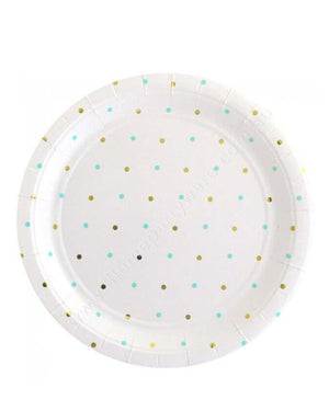 Mint Gold Dots 23cm Paper Plates Pack of 10