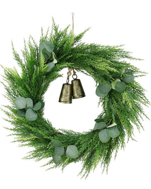 Luxury Eucalyptus With Bells Christmas Wreath 60cm